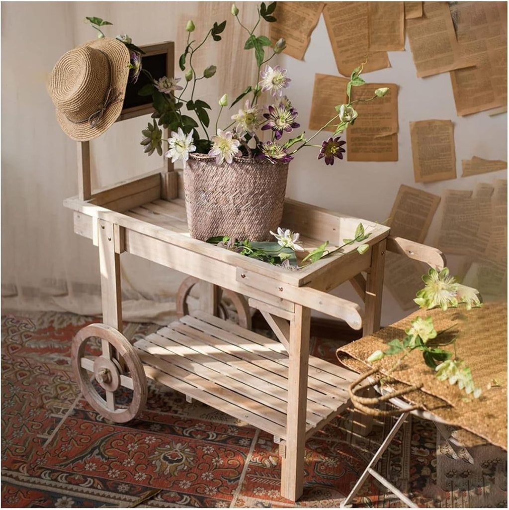 Potting Bench Table,Garden Potting Table, Outdoor Garden Potting Bench Open Shelf Wooden Garden Potting Bench Decorate Plant Gardening Workstation for Flower Shop Courtyard Coffee Shop Display Stand