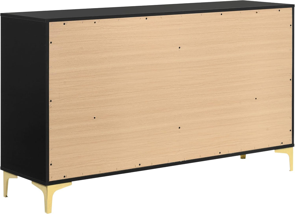 Black,Gold 4 Tufted Panel California King Bedroom Set