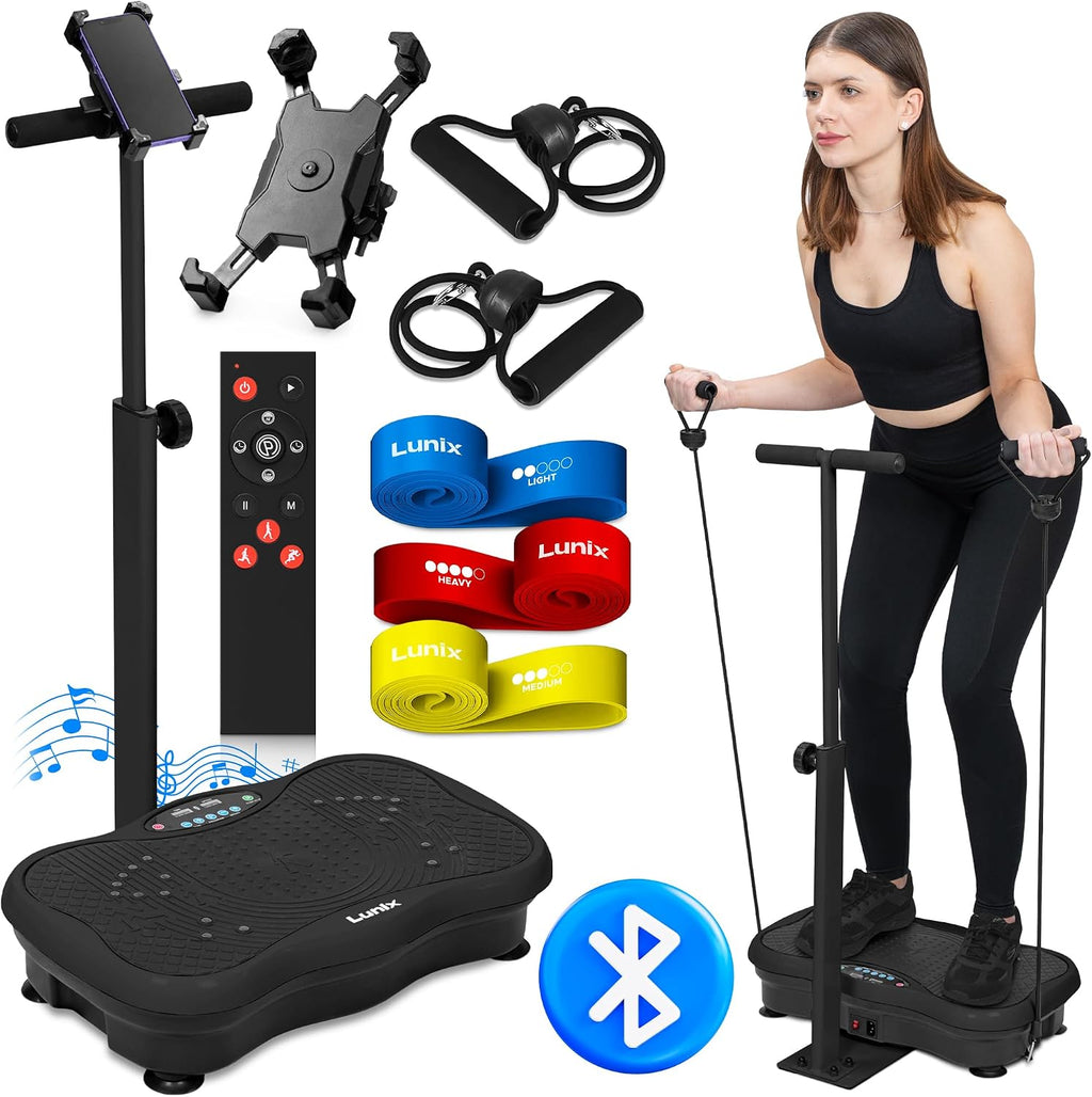 Lunix LX18 Vibration Plate Exercise Machine with Handles & Magnetic Acupoints, Power Platform for Lymphatic Drainage, Full Body Workout Home Fitness Equipment with Phone Holder