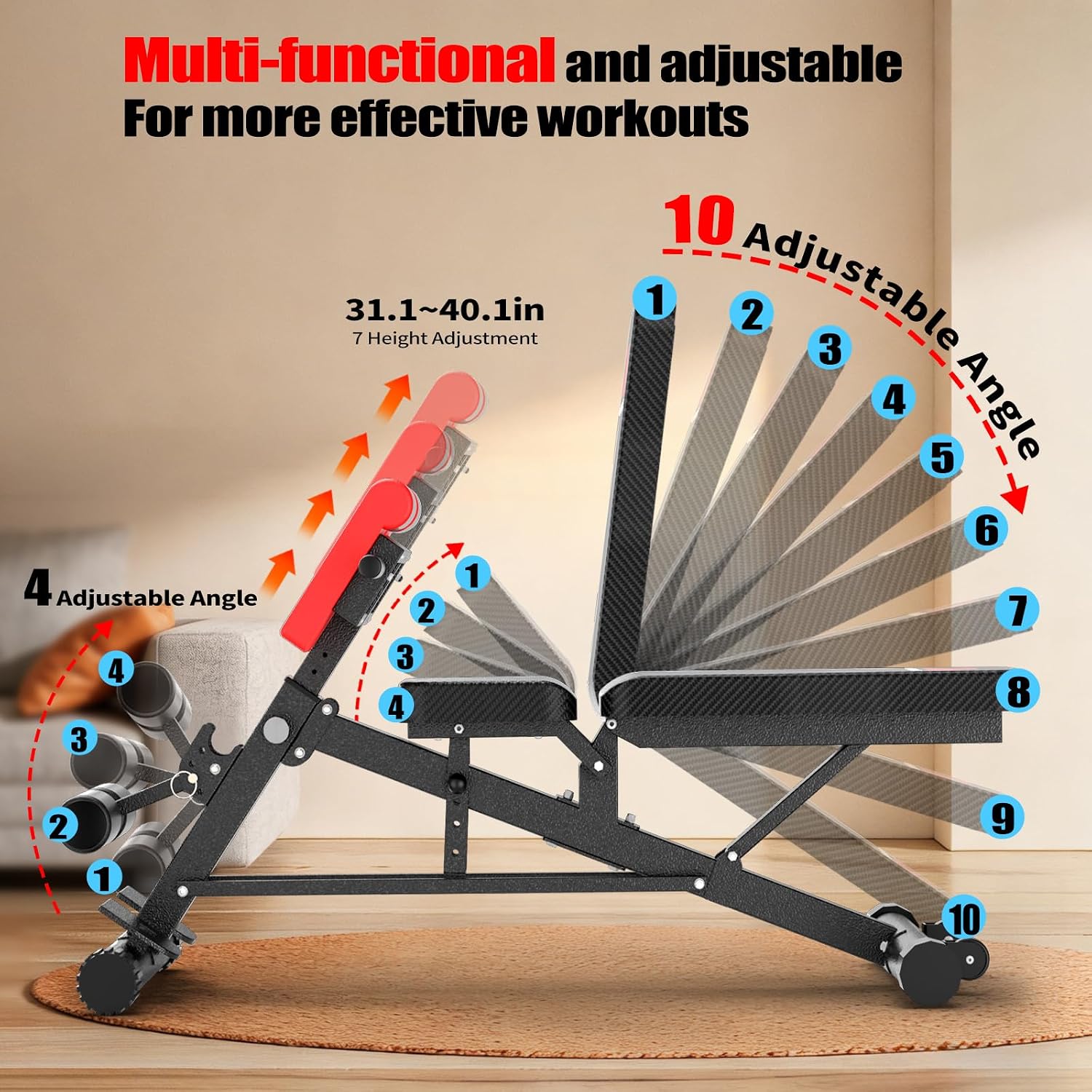 K KiNGKANG Adjustable Weight Bench,Multi-Functional Roman Chair for Full All-in-One Body Workout Hyper Back Extension and Sit up