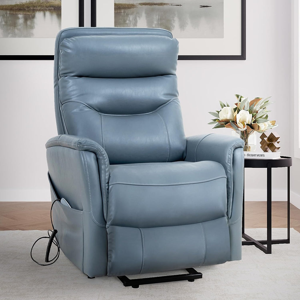 Parker Living Gemini - Softy Azure Power Lift Recliner Chair Two-Pack with Articulating Headrest, 90% Polyester and 10% PU, Electric Recliner for Living Room, Bedroom