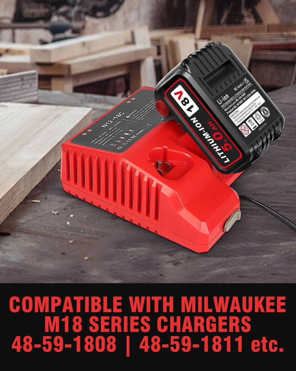 18v Battery Replacement for Milwaukee M18 Battery,6.0Ah High-Capacity Batteries Compaitble with Milwaukee Tools and Charger,2024 Version/New Patented (6Pack)