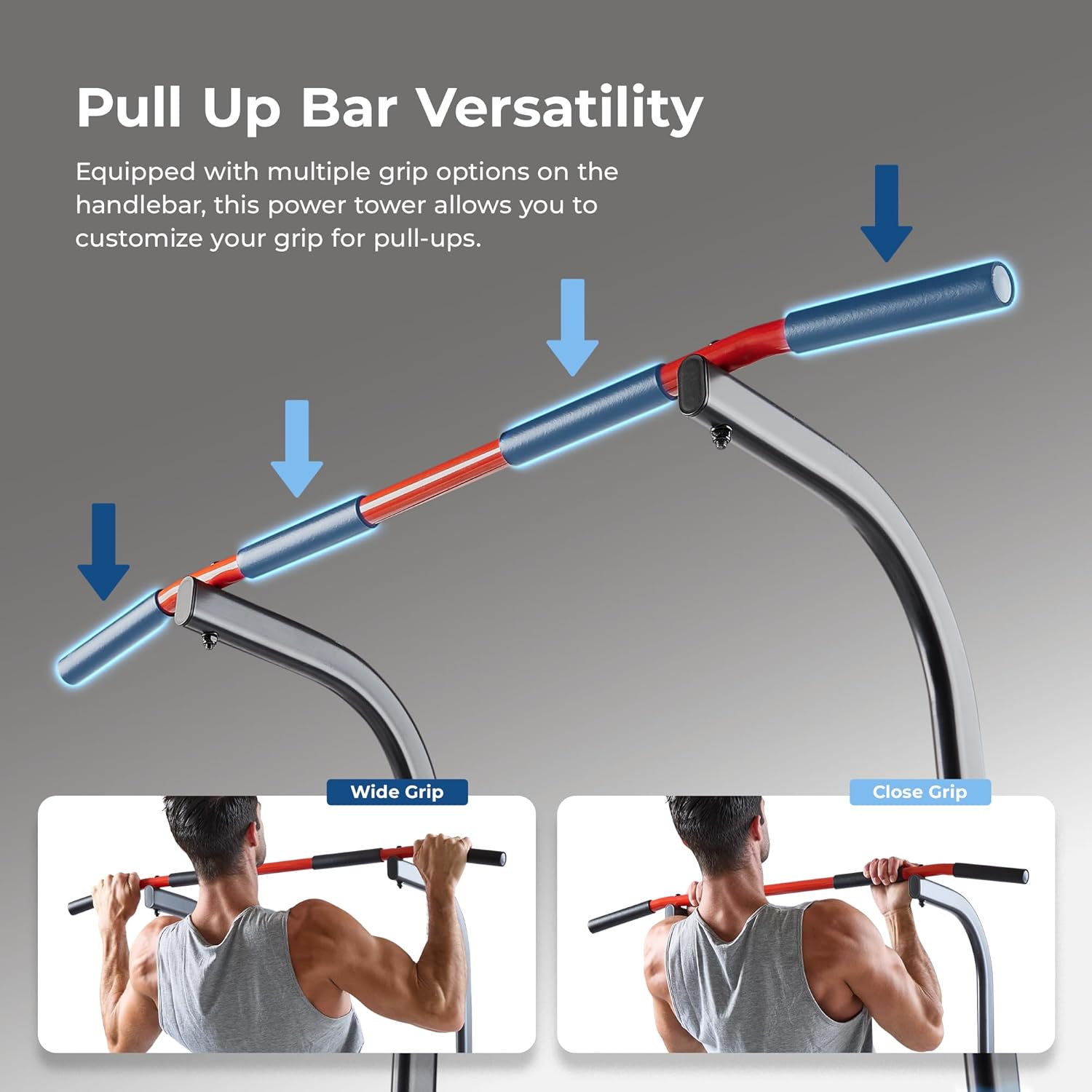 Sunny Health & Fitness Power Tower Dip Station & Pull-Up Bar, Multi-Function Strength Training Equipment with Captain's Chair, Push-Up Bars & Core Workout for Home Gym