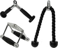 Valor Fitness Cable Machine Attachments - Tricep Rope, V-Bar, Single D-Handle, Rotating Straight Bar, Ankle Strap, Ab Crunch Harness, Triangle Chest Pull for Home Gym Equipment