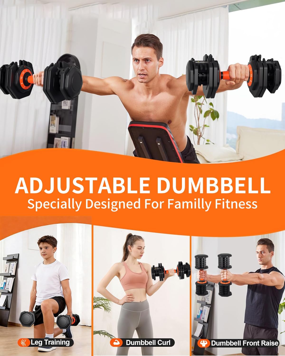 Adjustable Dumbbell Set, 10-in-1 25LB/55LB Ajustable Dumbbells with Safe Locking System, Enclosed Storage Tray, 1 Sec Fast Adjustment, Comfortable Non-Slip Textured Grip, Suitable for Home Gym Workouts Men and Women