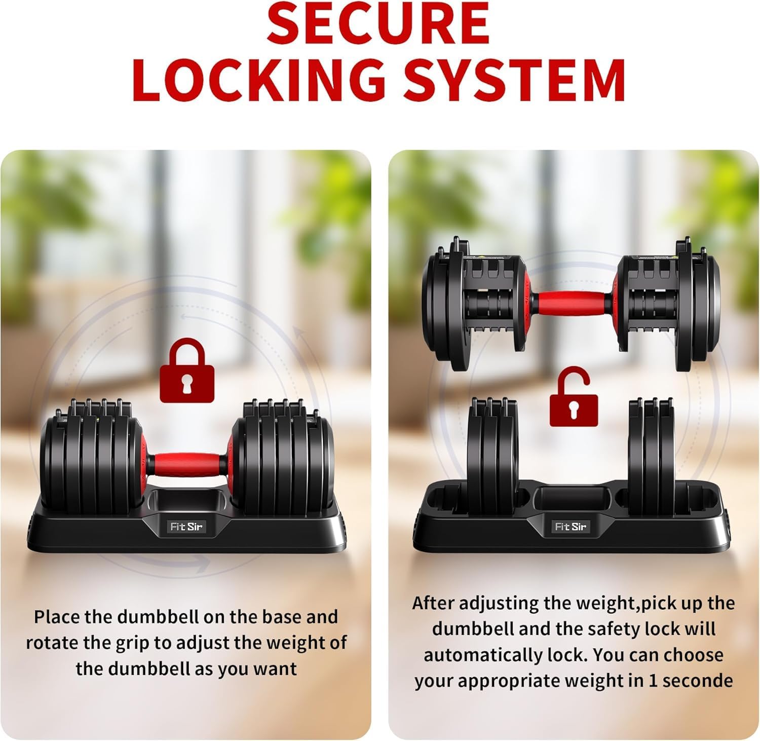 Adjustable Dumbbell Set, 10-in-1 25LB/55LB Ajustable Dumbbells with Safe Locking System, Enclosed Storage Tray, 1 Sec Fast Adjustment, Comfortable Non-Slip Textured Grip, Suitable for Home Gym Workouts Men and Women