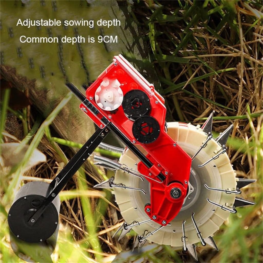 Double Garden Seeder, Manual Seeder Lawn & Garden Spreaders Seed Sower & Fertilizer Applicator, Portable Hand Push Gardening Seeder Tools for Lawn Garden Yard Planting, Seeding,7 Mouths (5 Mouths