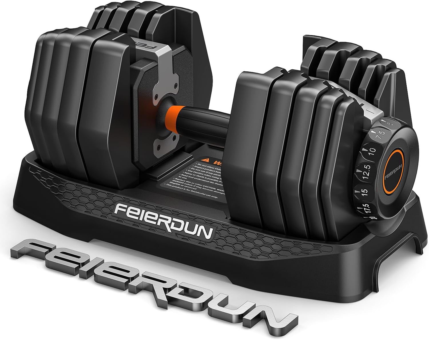 FEIERDUN DB1 QuickDial Adjustable Dumbbell Set, 15-in-1 Adjustable Weights with Storage Box & App, 105lb/52.5lb Quick Change for Drop Set, Superset & HIIT Home Gym, Non-Slip Handles, 3-year Aftersale Service