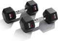 Sunny Health & Fitness Hex Style Dumbbell 5 LBS TO 50 LBS Chrome Handles, Hand Weight for Strength Training, Home Gym, Exercise, Workout Equipment Multiple Size Options