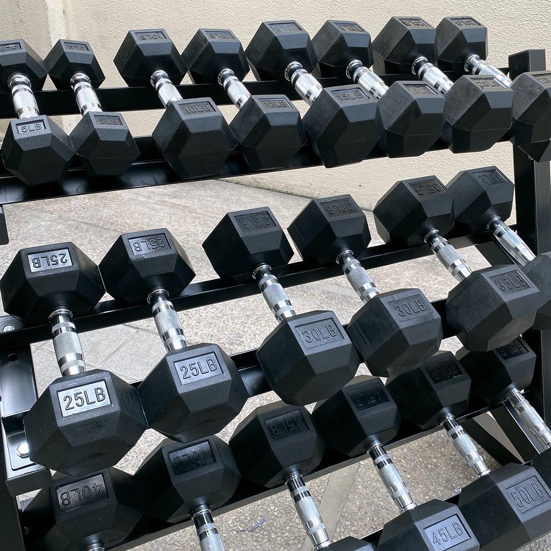 350/450/550 lbs Hex Weight Dumbbells Sets with Rack 5-45lbs Rubber Gym Equipment Coated Dumbbell Free Weights Set for Home Exercises Set of Weights Dumbbells and Rack
