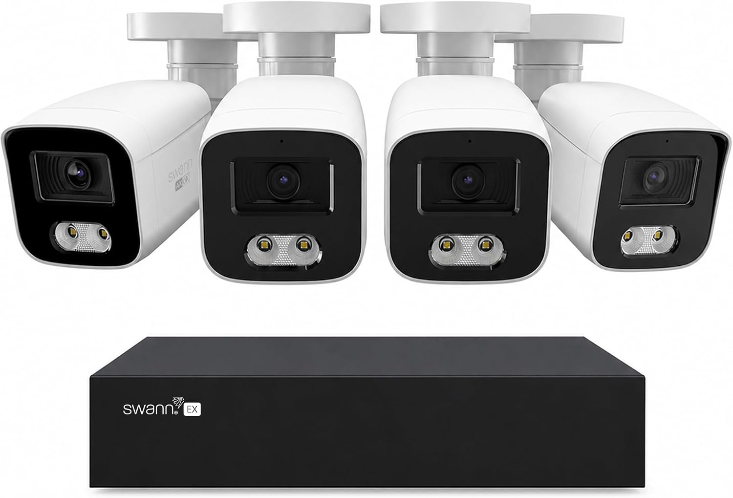 Swann EliteX 12MP 6K POE NVR Security Kit, 4 Pack Outdoor Wired Bullet Cameras, 8 Channel Surveillance System with AI Detection, Spotlight & Color Night Vision