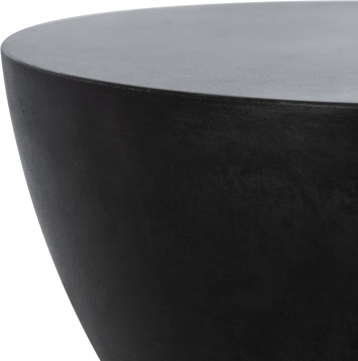 SAFAVIEH Outdoor - Athena Accent Stool - Black Concrete - Sculptural Drum Design - Ideal for Living Room, Patio, Deck, Sunroom, 14.9' W x 14.9' D x 17.7' H (VNN1011C)