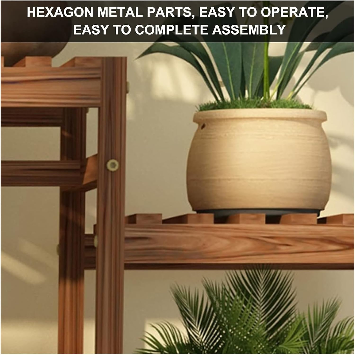 Potting Bench Table,Garden Potting Table, Plant Stand Wooden Outdoor Tiered Plant Shelf Multiple Flower Planter Pot Holder Shelf Rack Display for Patio Garden Corner Balcony Living Room