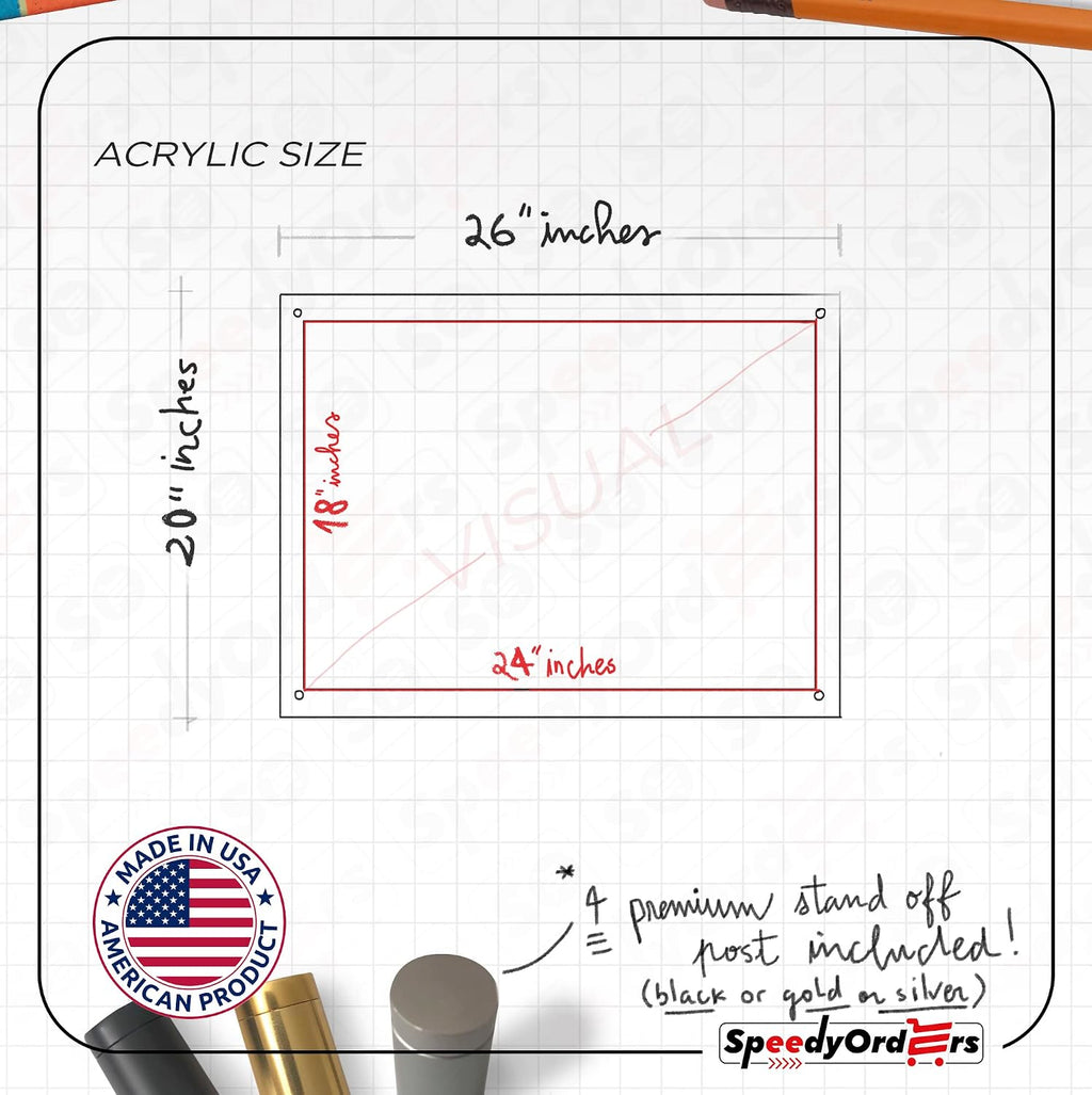 SPEEDYORDERS Clear Acrylic Wall Mount Photo Frame 18'x24' Gold Anchors | Double Acrylic Floating Photo Frame | Clear Acrylic Double Panel Photography Display