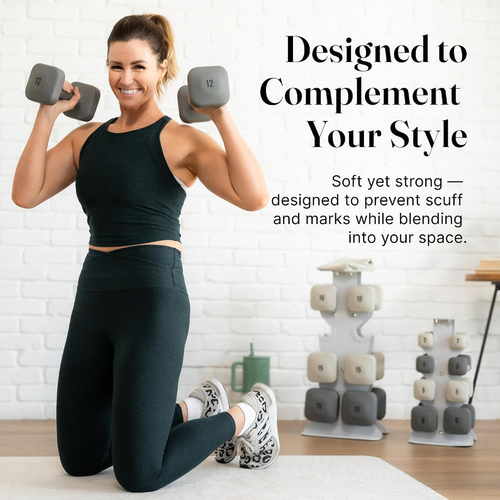 WeGym SafeGrip Square Dumbbells with Anti Slip Handles, Aesthetic Free Weights for Home Workouts, Stable Design Prevents Rolling during Floor Exercises - Set