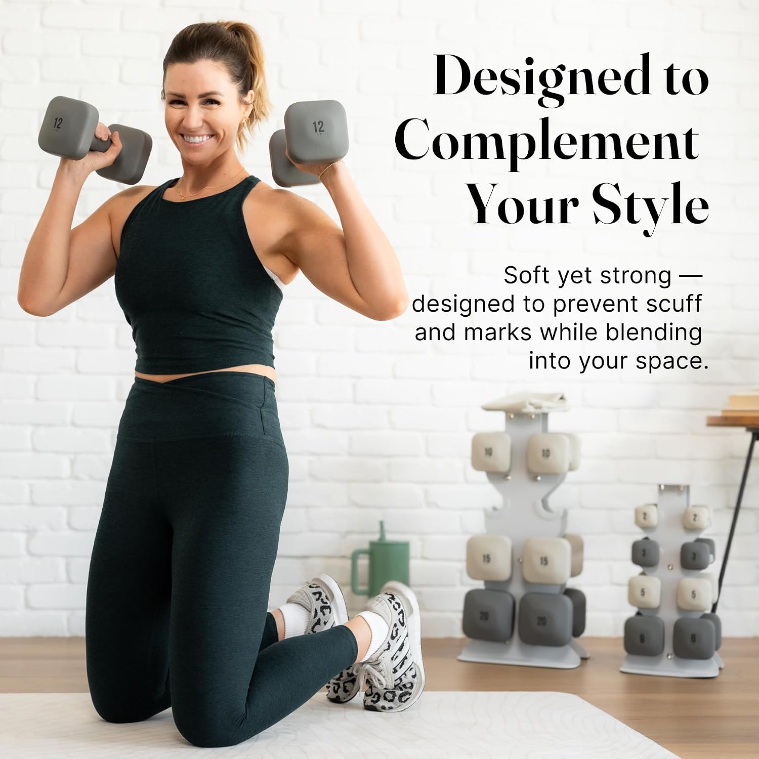 WeGym SafeGrip Square Dumbbells with Anti Slip Handles, Aesthetic Free Weights for Home Workouts, Stable Design Prevents Rolling during Floor Exercises - Set