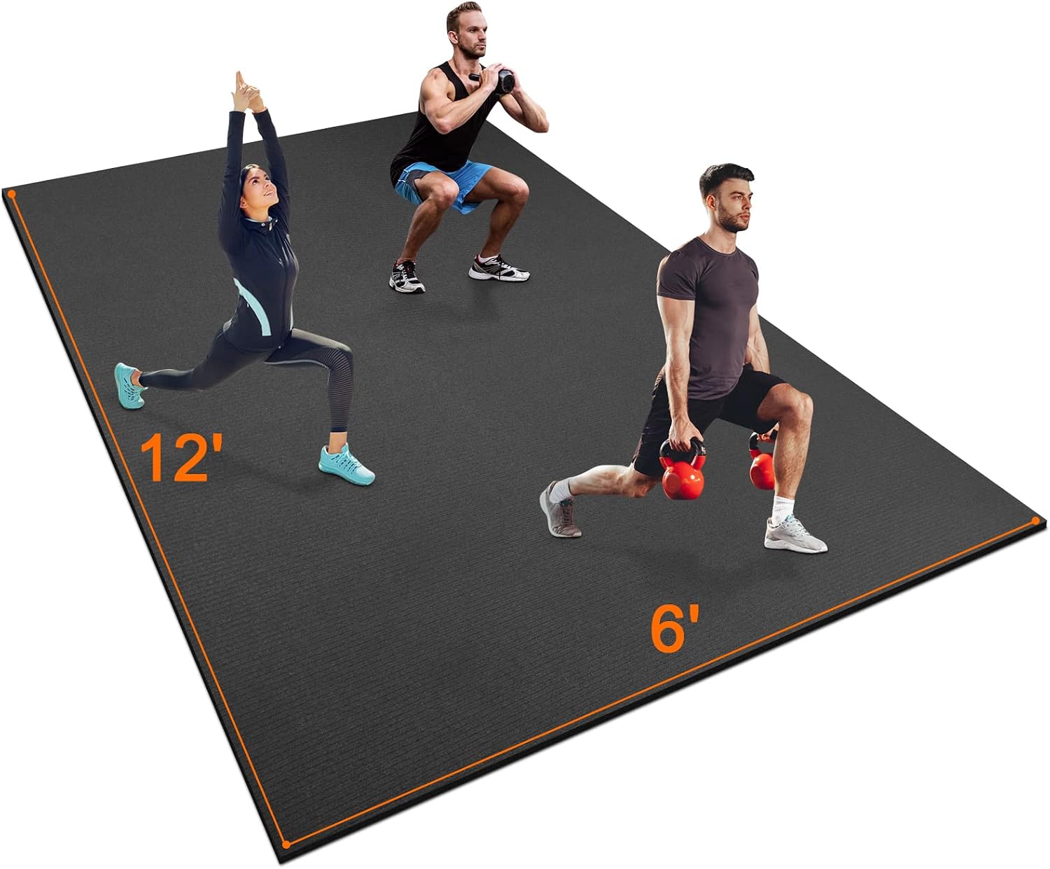 Large Exercise Mat 8'x5'|12'x6'|6'x4'|6'x2' Workout Mat for Home Gym Mats Exercise Heavy Duty Gym Flooring Fitness Mat Large Yoga Mat Cardio Mat for Weightlifting, Jump Rope, MMA, Shoe-Friendly