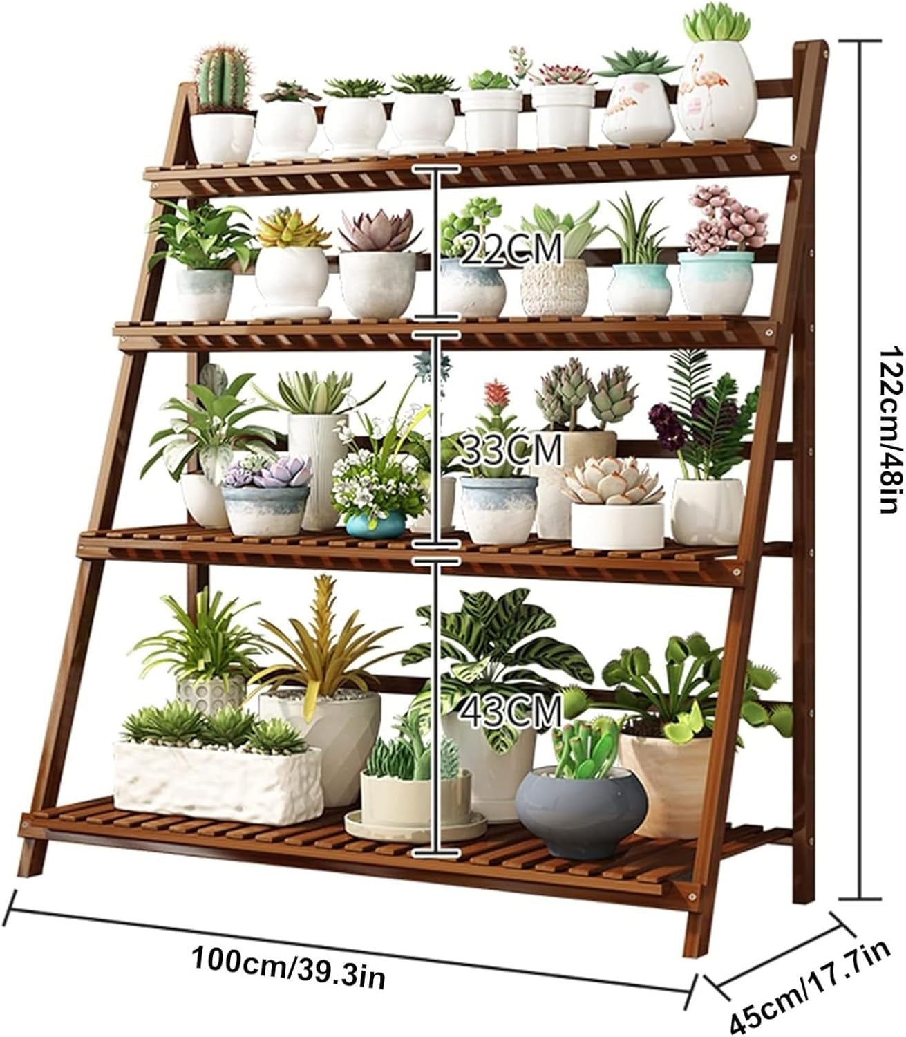 Potting Bench Table,Garden Potting Table, Plant Stands Indoor Outdoor Display Shelf Flower Pot Stand for Living Room Balcony Garden Patio, 100x45x122cm, Brown