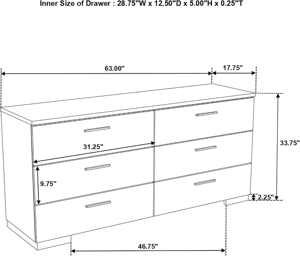 Coaster Home Furnishings Felicity Contemporary 4-Piece Bedroom Set Full Size LED Panel Bed Frame 49-inch Headboard White High Gloss 203500F-S4