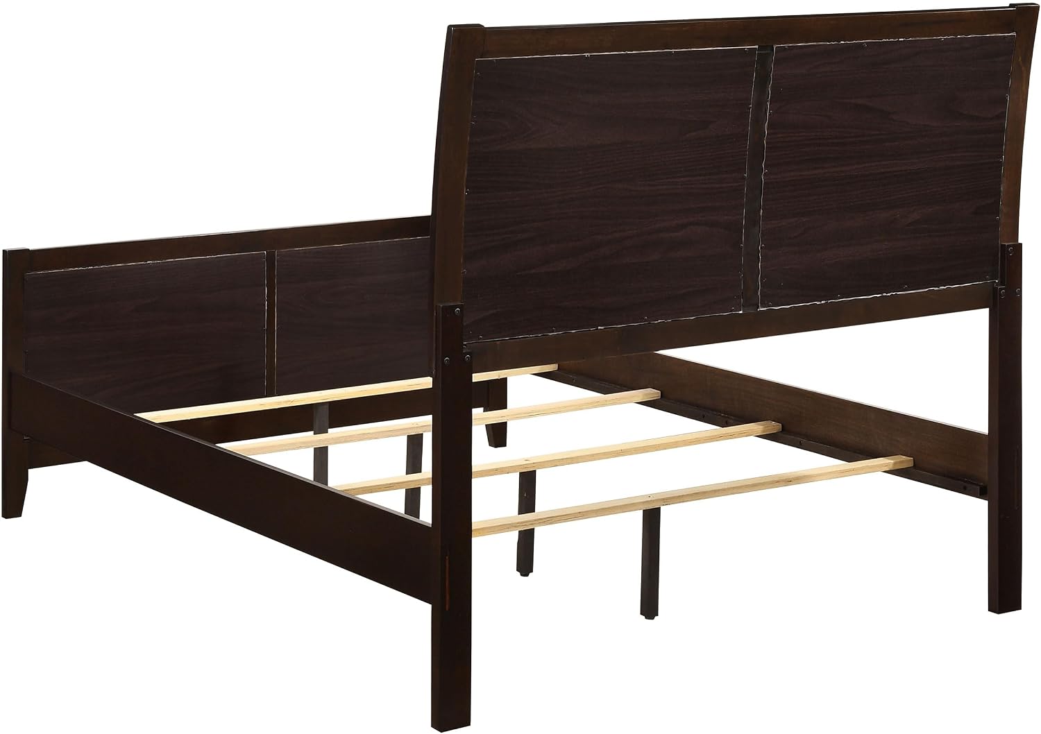 Coaster Home Furnishings Carlton Contemporary 4-Piece Bedroom Set Leatherette Upholstered Full Size Panel Bed Frame 51-inch Headboard Cappuccino 202091F-S4