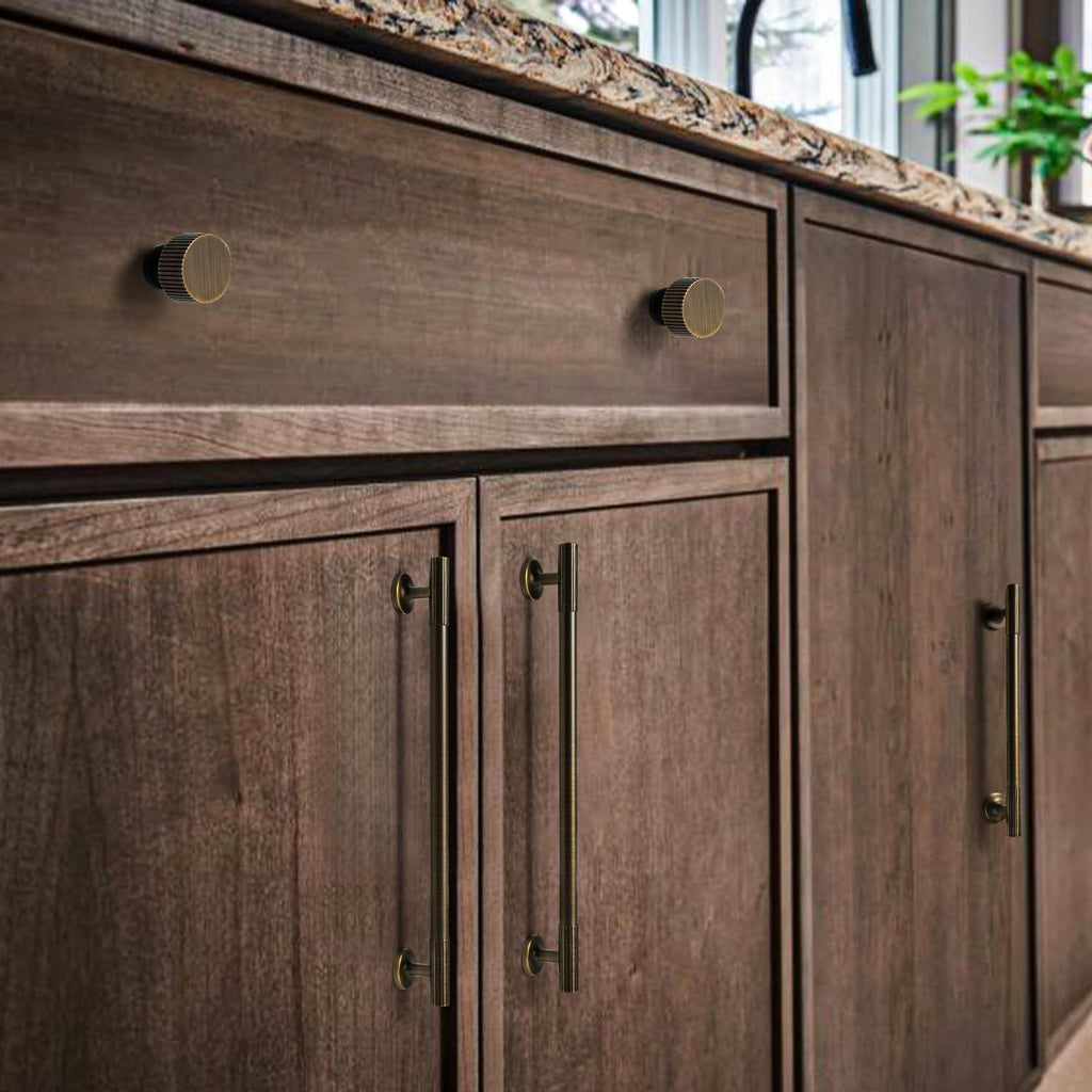 7 Pack Durable Antique Brushed Brass Cabinet Pulls Hardware for Drawer Cupboard Wardrobe Kitchen, 10-2/5 inch, 3XL