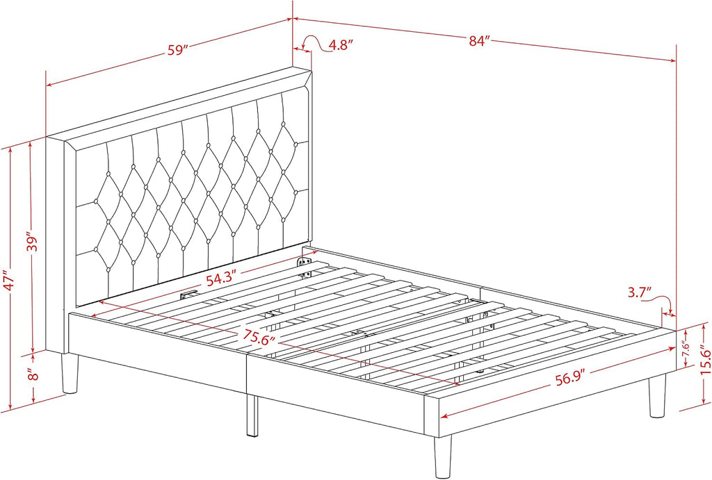 East West Furniture KD18F-1BF07 2 Piece Full Bed Set - 1 Platform Bed Frame Brown Linen Fabric Padded and Button Tufted Headboard with 1 Nightstand Bedroom - Distressed Jacobean Finish Nightstand