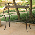 Pemberly Row Resin Potting Bench, Antique Brown Finish, Powder Coated Wicker Resin and Iron, 29.5' H x 26' W x 12' D, UV Protection, Water Resistant, Indoor/Outdoor Gardening Table