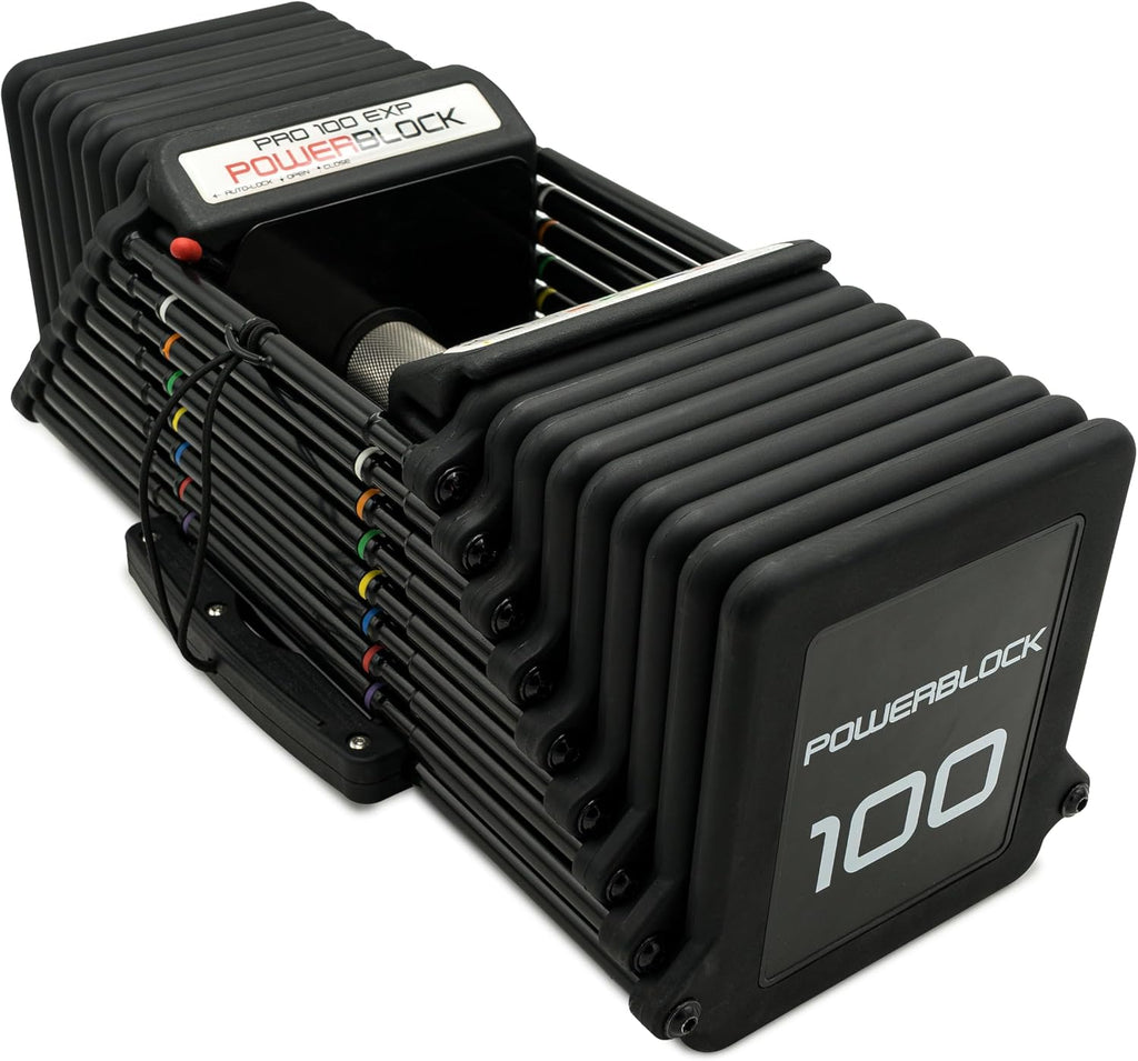 PowerBlock Pro 100 Adjustable Dumbbell, Sold As A Single Unit 5-100 lb Dumbbell – Durable Steel Build, Innovative Workout Equipment, Strength Training