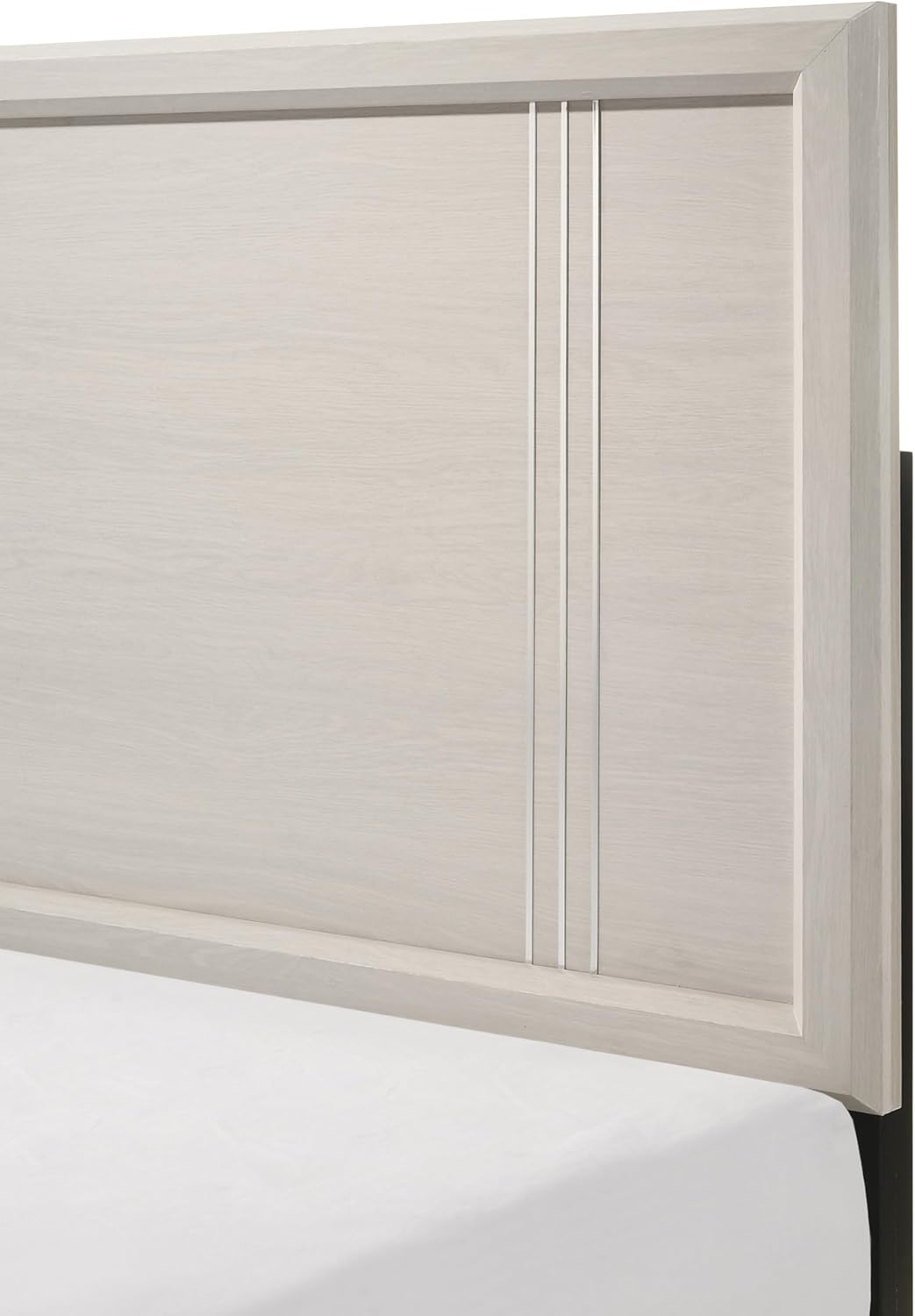 Contmeporary Beautiful Lustrous White Cream Finish Full Size Panel Bed 3pc Set Wooden Bedroom Furniture