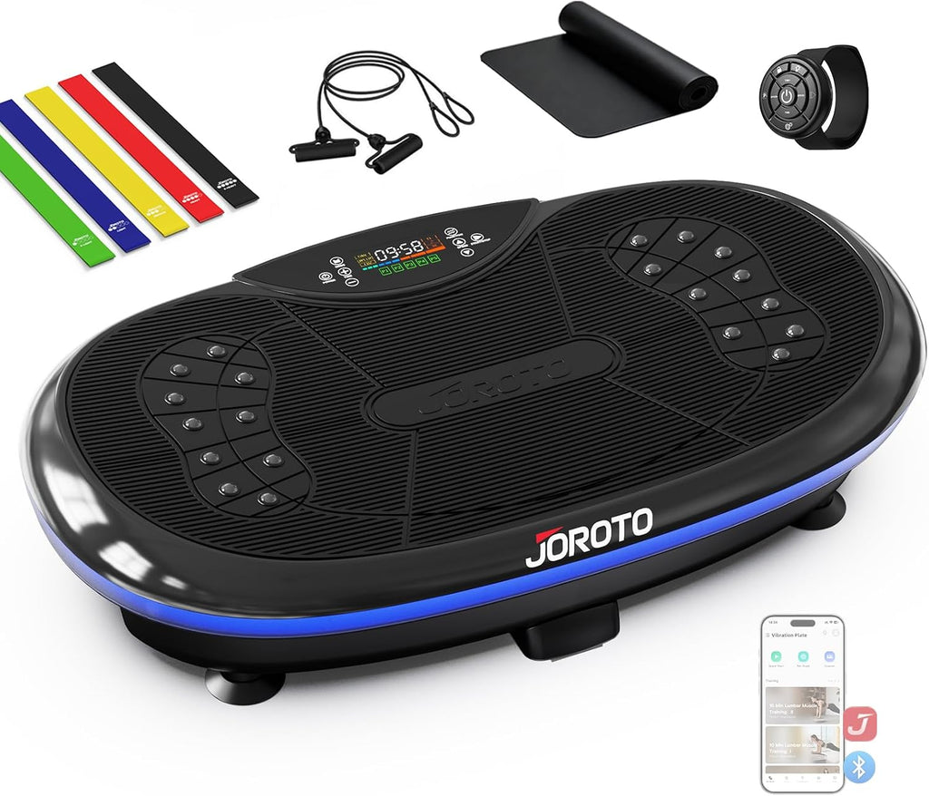 JOROTO 4D Vibration Plate Exercise Machine, 3-Motor App-Controlled High-Intensity Adjustable Speed Vibration Plate for Weight Loss & Lymphatic Drainage, Whole Body Shaker Workout Equipment for Women