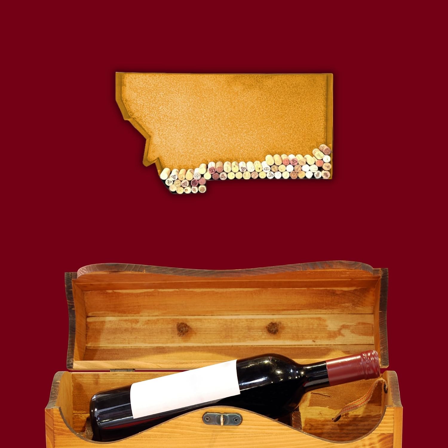 NEONSİGN Montana State Map Wine Cork Holder Metal Montana Decor Sign Wine Bar Pub Home Decoration (Gold, 18 inch)