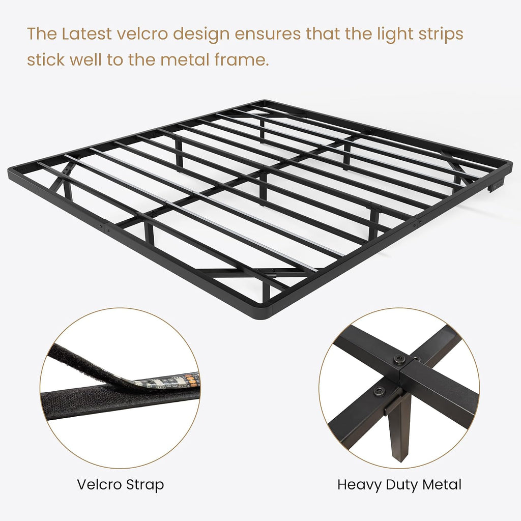 SHA CERLIN Floating Bed Frame King Size with Smart LED Lights and Charging Station, Heavy Duty Metal Platform Bed with Modern Design,No Box Spring Needed, Easy Assembly, Matte Black