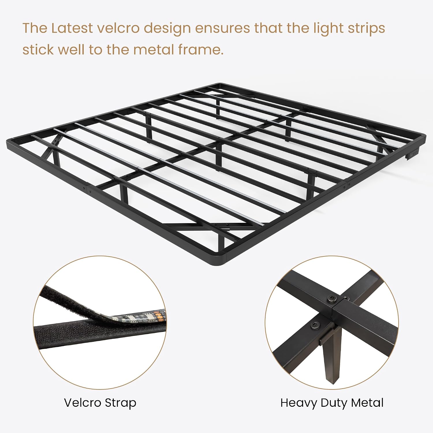 SHA CERLIN Floating Bed Frame King Size with Smart LED Lights and Charging Station, Heavy Duty Metal Platform Bed with Modern Design,No Box Spring Needed, Easy Assembly, Matte Black