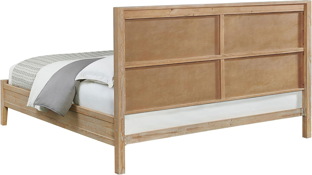 Alaterre Furniture Arden King Bed Frame - Solid Pine Wood with High Headboard and Low Footboard in Light Driftwood Finish - No Box Spring Needed, 81' W x 86' D x 50' H
