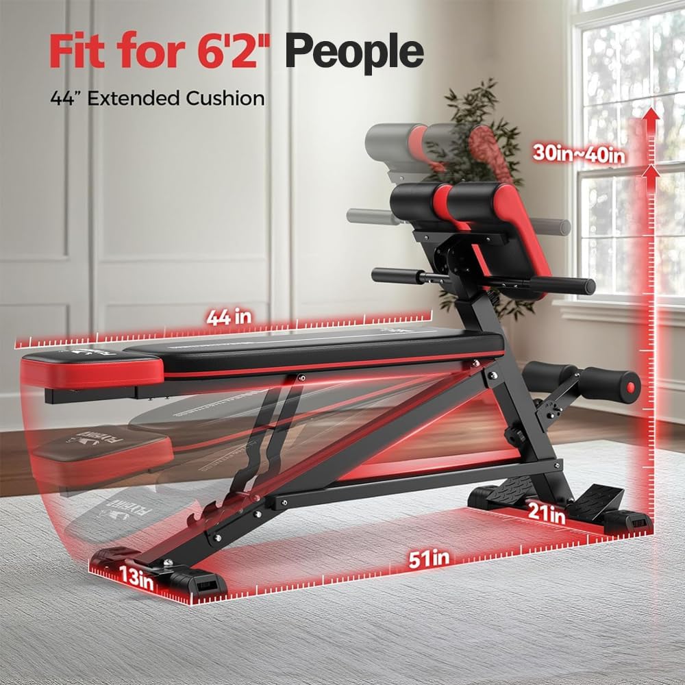 Flybird 4 in 1 Roman Chair with Adjustable Weight Bench & Sit Up Bench for Full Body Workout, Fitness equipment for HyperBack Extension for Glutes, Hamstrings & Lower Back, Multi-Purpose for Home Gym