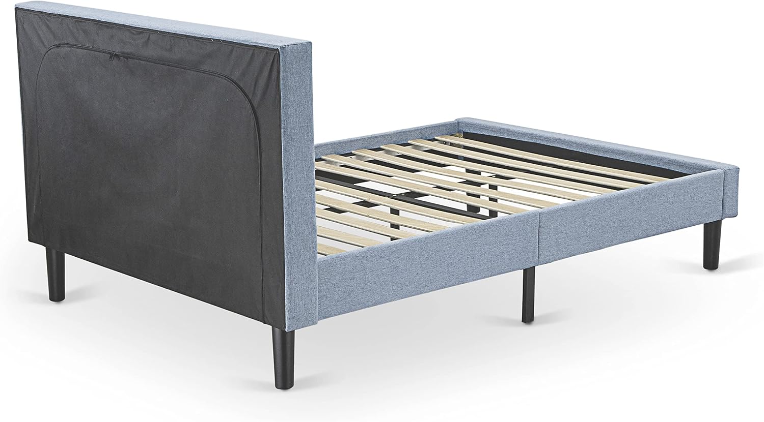 East West Furniture FN11F-1VL0C 2-Piece Platform Full Size Bedroom Set with 1 Mid Century Bed and a Bedroom Nightstand - Reliable and Durable Construction - Denim Blue Linen Fabric