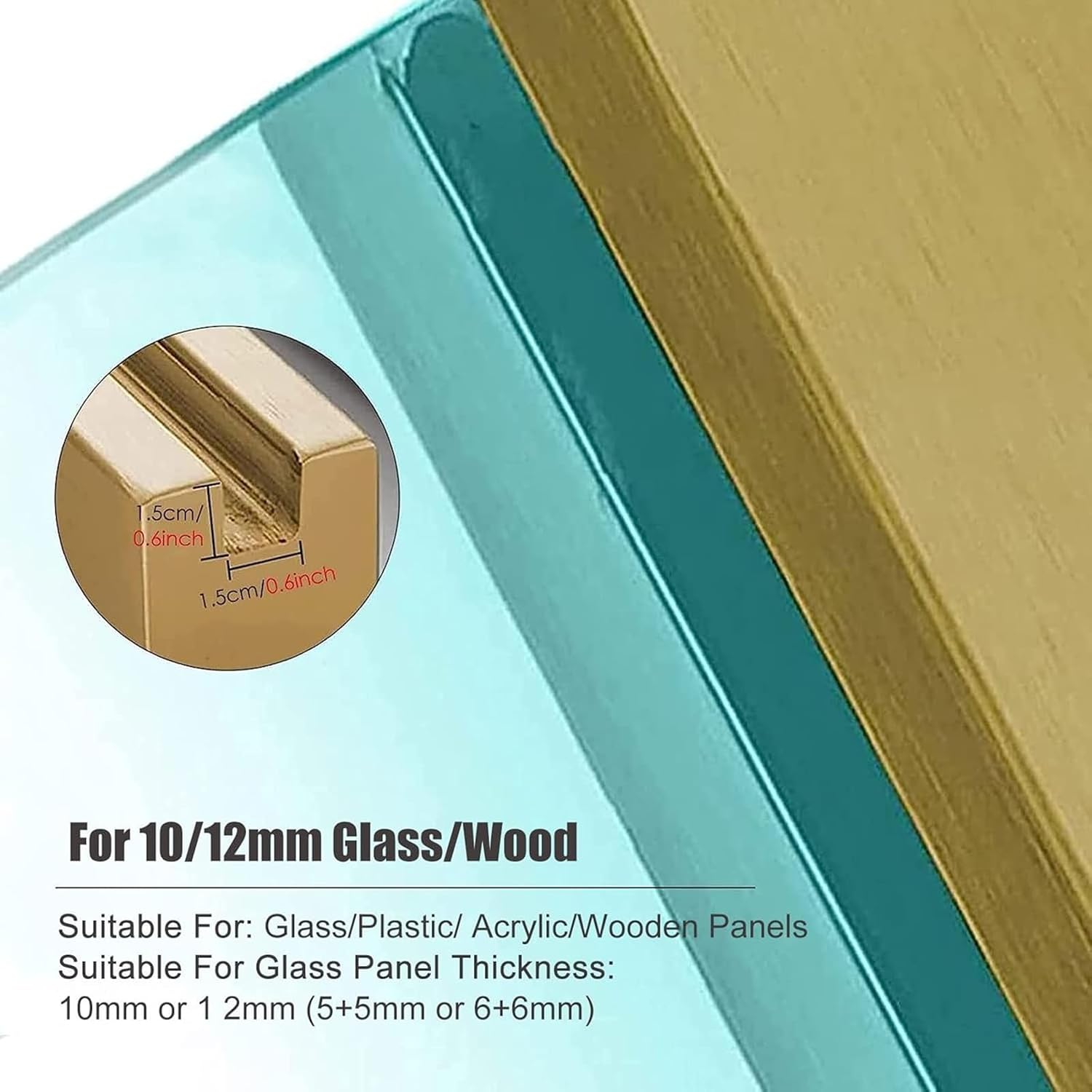 Hallway Stairs Glass Railing Post Stainless Steel Gold, Fence Balcony Glass Floor Clamp for Glass, Wood Board, PVC Acrylic Board, Fence Balustrade Clear View Panels Post(Gold-Mid Post,70cm/27.5in)