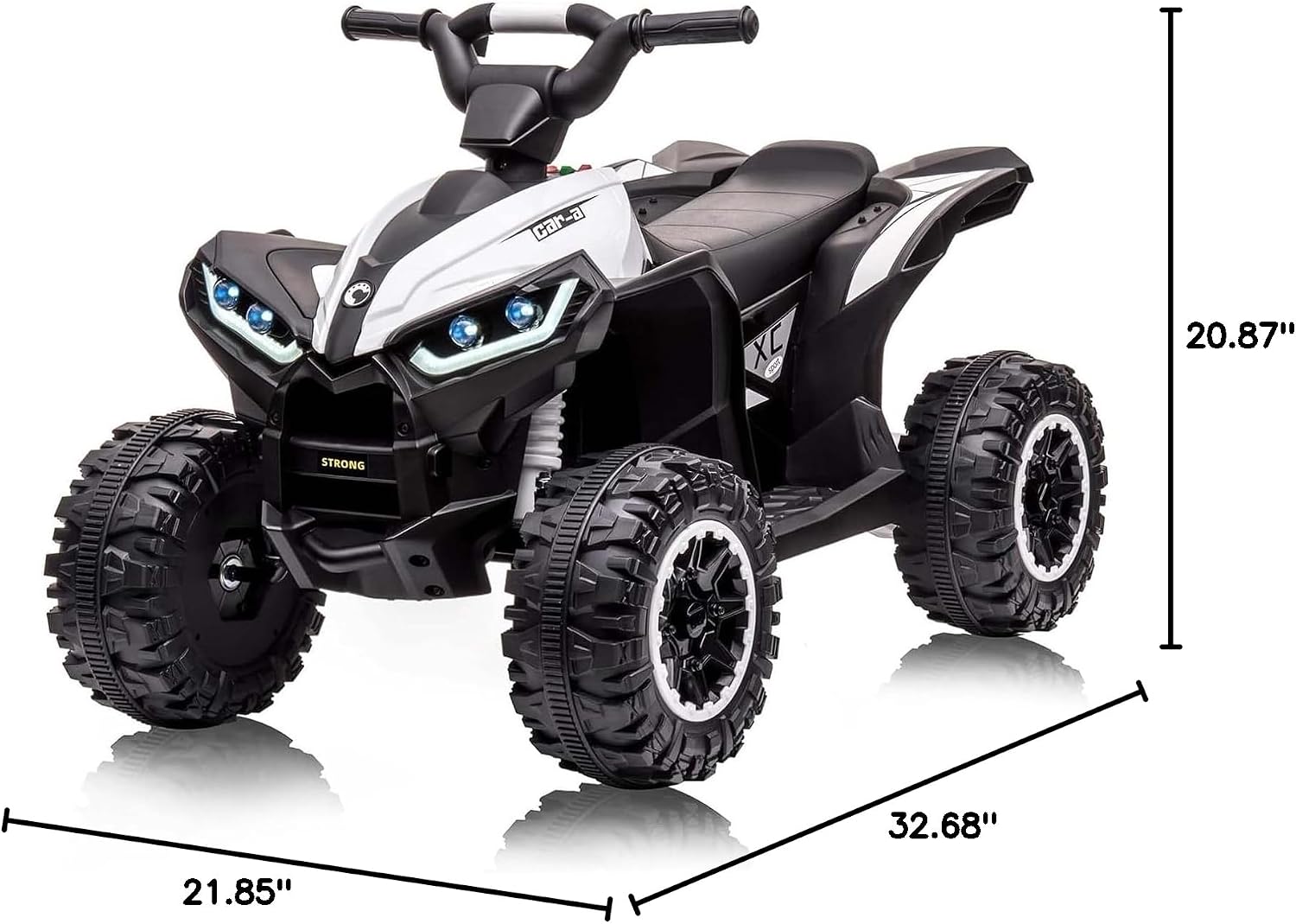 GarveeLife 12V Kids Ride On ATV, 4 Wheeler Electric Vehicle for Kids 3-8 Toddler Battery Powered Toy Car for Boys Girls with Remote Control, LED Lights, Soft Start, Treaded Tires, Music, White
