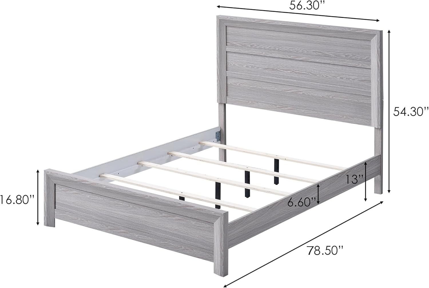 Drift Wood Grey Finish 3pc Full Size Panel Bed Set Wooden Bedroom Furniture Contemporary Style