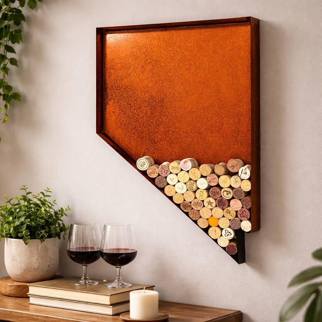 NEONSIGN Nevada State Map Wine Cork Holder Metal Nevada Decor Sign Wine Bar Pub Home Decoration (Brown Patina, 24 inch)