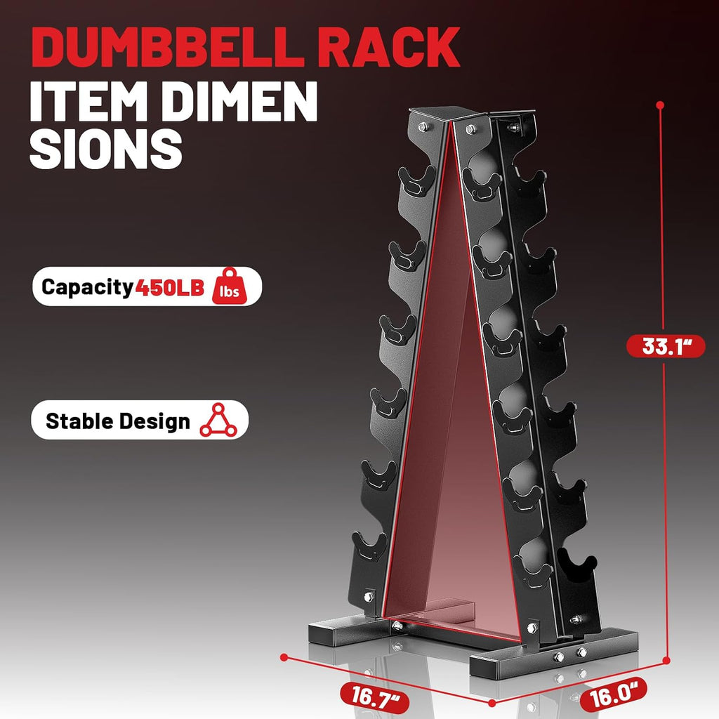 PAPABABE Hex Dumbbell Set with Rack, 85-560lb Rubber Encased Dumbbell Free Weights Dumbbells Set with Storage Rack, Hand Weights Set for Strength Training