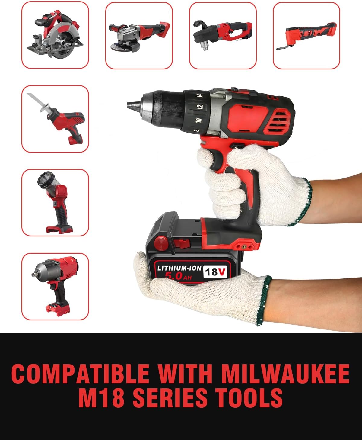 18v Battery Replacement for Milwaukee M18 Battery,6.0Ah High-Capacity Batteries Compaitble with Milwaukee Tools and Charger,2024 Version/New Patented (6Pack)