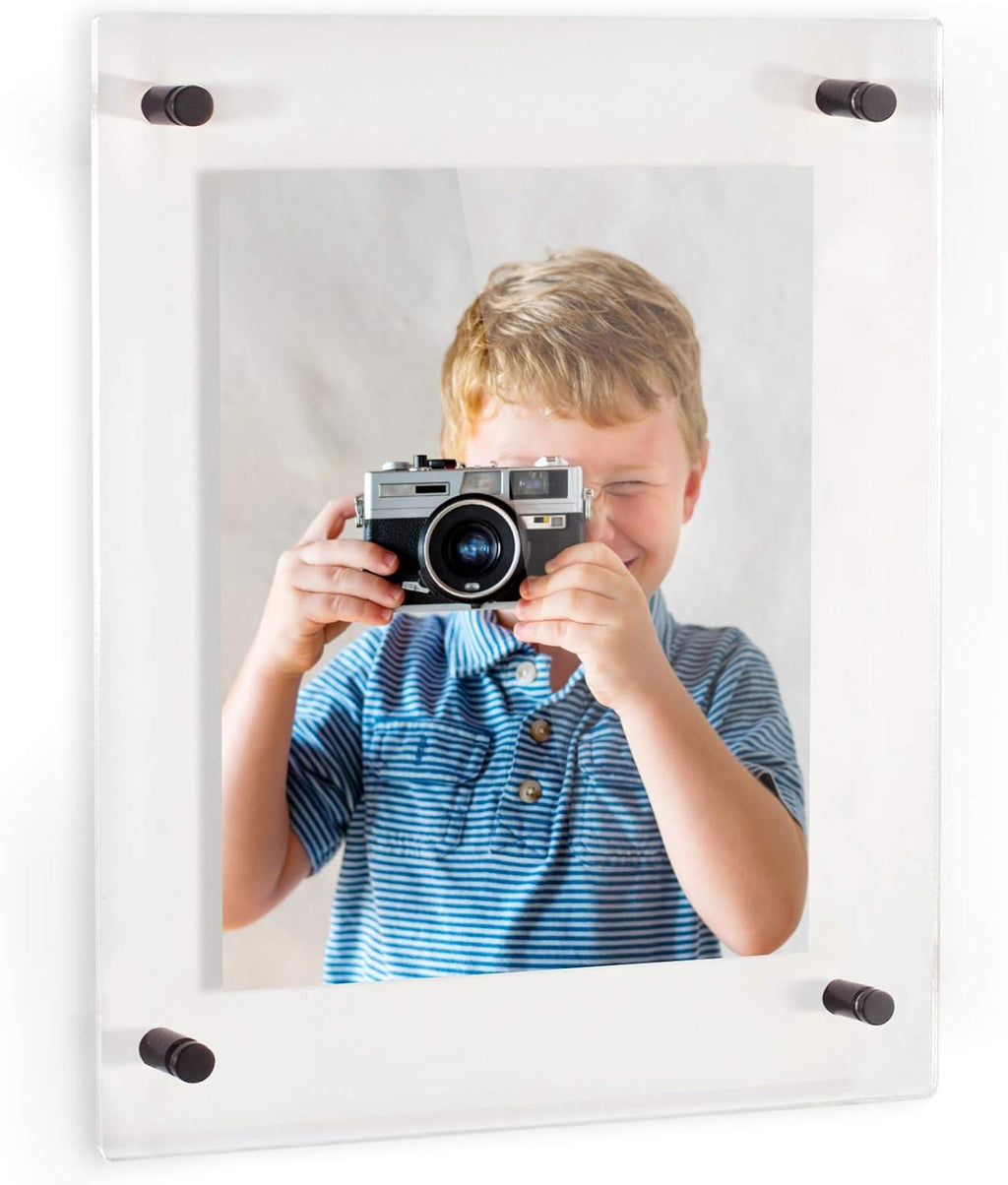 ArtToFrames Floating Acrylic Frame for Pictures Up To 24x36 inches (Full Frame is 28x40) with Black Standoff Wall Mount Hardware, Acrylic-109-24x36-82