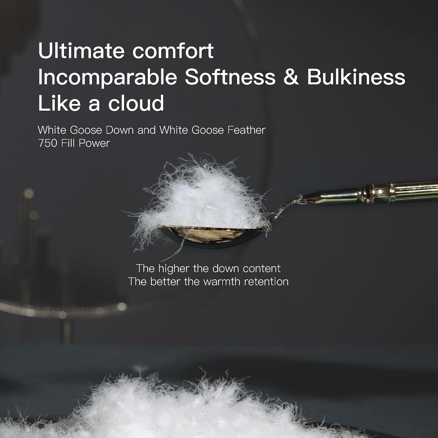 Hotel Grand Goose Down Comforter Duvet Insert King - Made in USA，Ultra Soft Striped Pattern Cotton Cover Fabric Fluffy， Hypoallergenic，500 Thread Count，650 Fill Power，All Season Warmth 106x90 Inches
