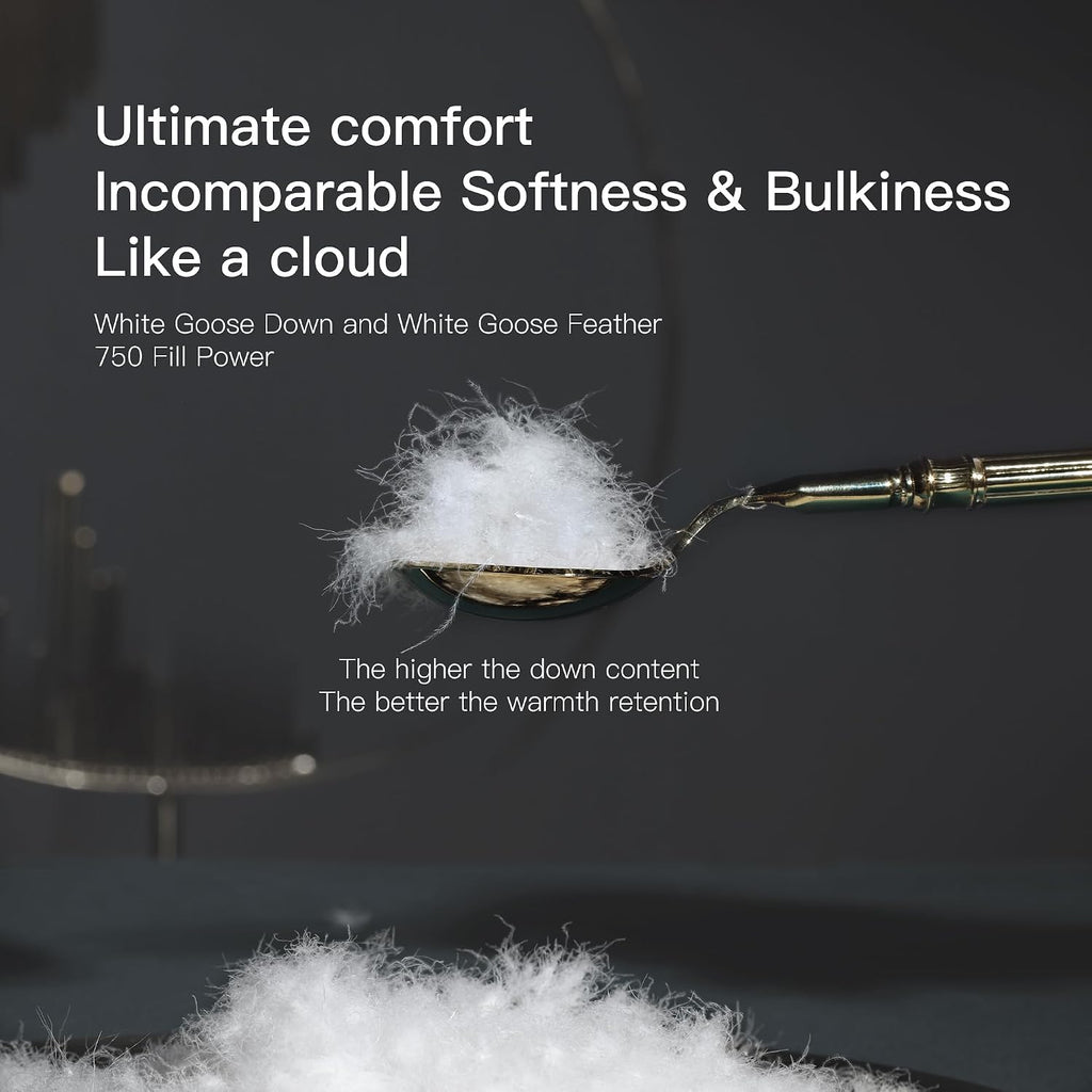 Hotel Grand Goose Down Comforter Duvet Insert Twin - Made in USA，Ultra Soft Striped Pattern Cotton Cover Fabric Fluffy， Hypoallergenic，500 Thread Count，650 Fill Power，All Season Warmth 68x90 Inches