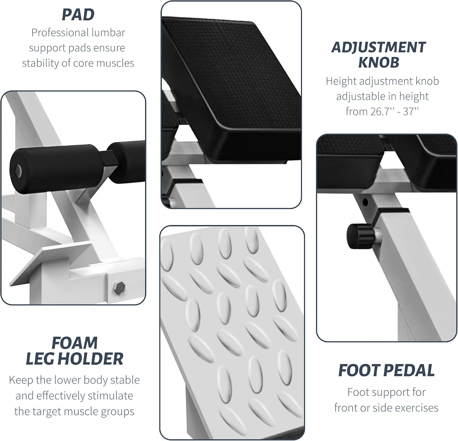 Roman Chair Back Extender - Angle & Height Dual Adjustable Hyperextension Bench for Home Gym - Adjustable Back Exercise Machine Fitness Equipment