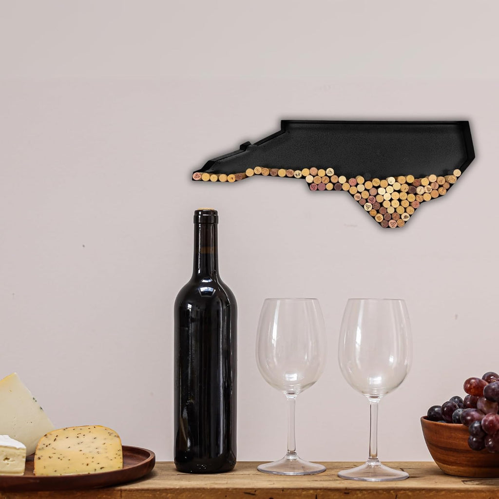 NEONSİGN North California State Map Wine Cork Holder Metal North California Decor Sign Wine Bar Pub Home Decoration (Black, 18 inch)