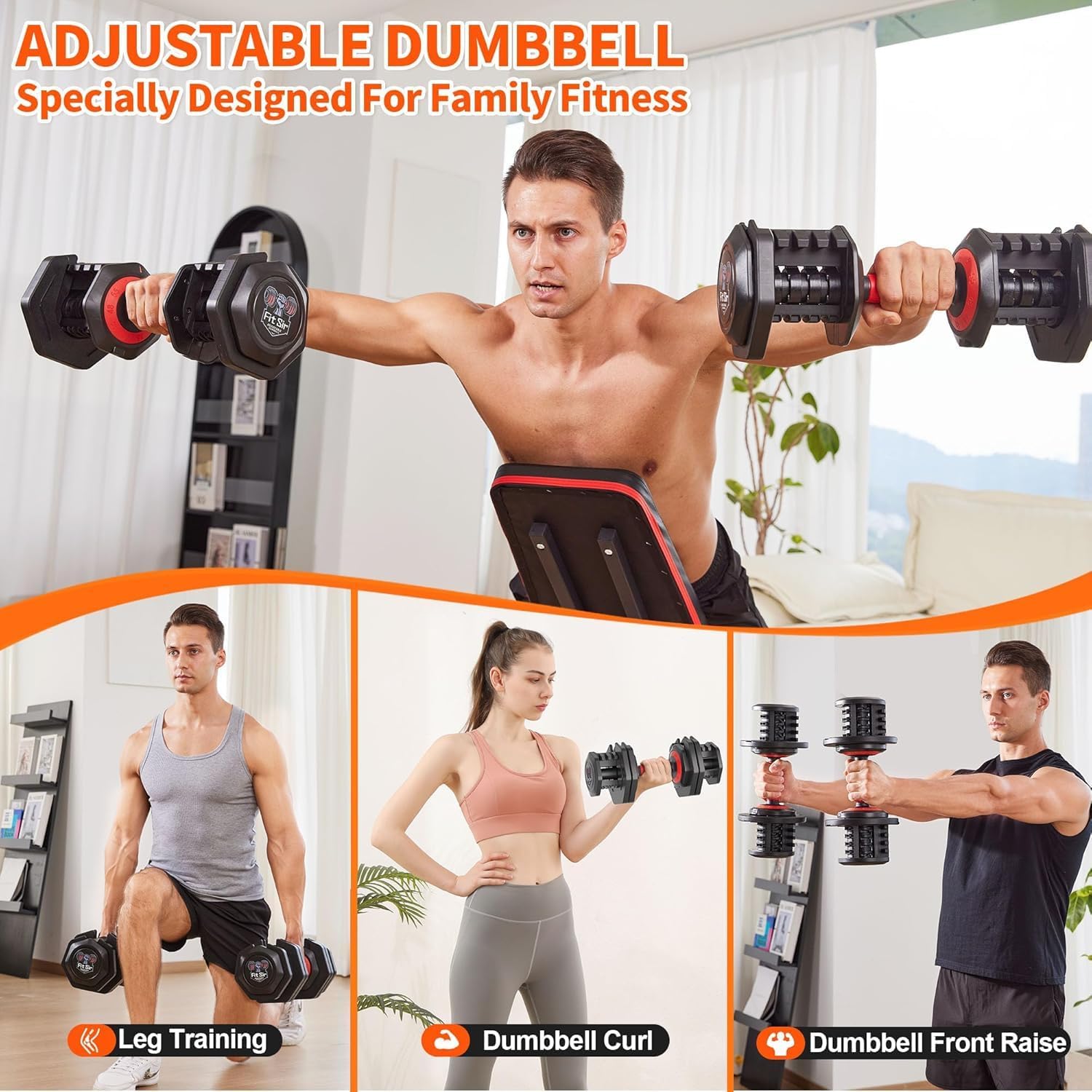 Adjustable Dumbbell Set, 10-in-1 25LB/55LB Ajustable Dumbbells with Safe Locking System, Enclosed Storage Tray, 1 Sec Fast Adjustment, Comfortable Non-Slip Textured Grip, Suitable for Home Gym Workouts Men and Women
