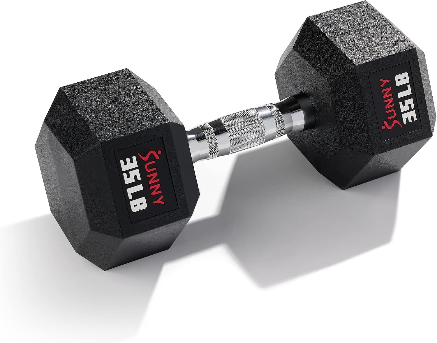 Sunny Health & Fitness Hex Style Dumbbell 5 LBS TO 50 LBS Chrome Handles, Hand Weight for Strength Training, Home Gym, Exercise, Workout Equipment Multiple Size Options