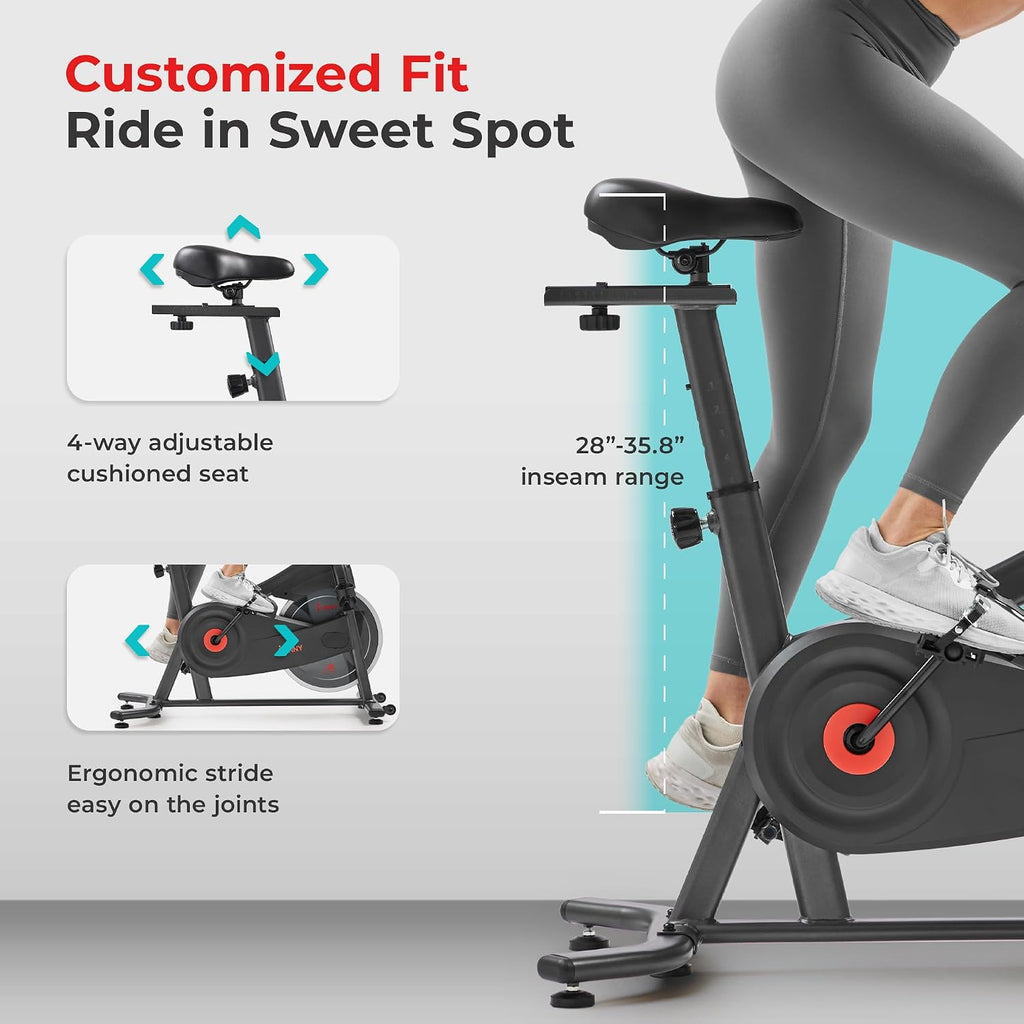 Sunny Health & Fitness Smart Magnetic Indoor Cycling Bike, Stationary Exercise Cardio Equipment, Free SunnyFit Training App